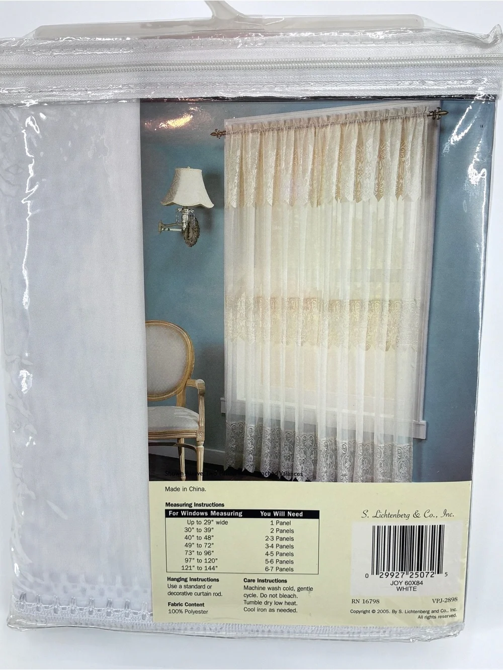 Joy Vintage Lace White Sheer Window Curtain Panel & Valance 60” X 84” NEW